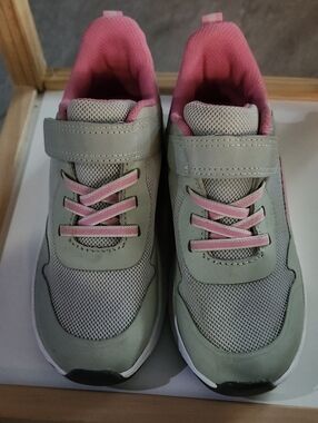 Grey and Pink Kids' Velcro Sneaker